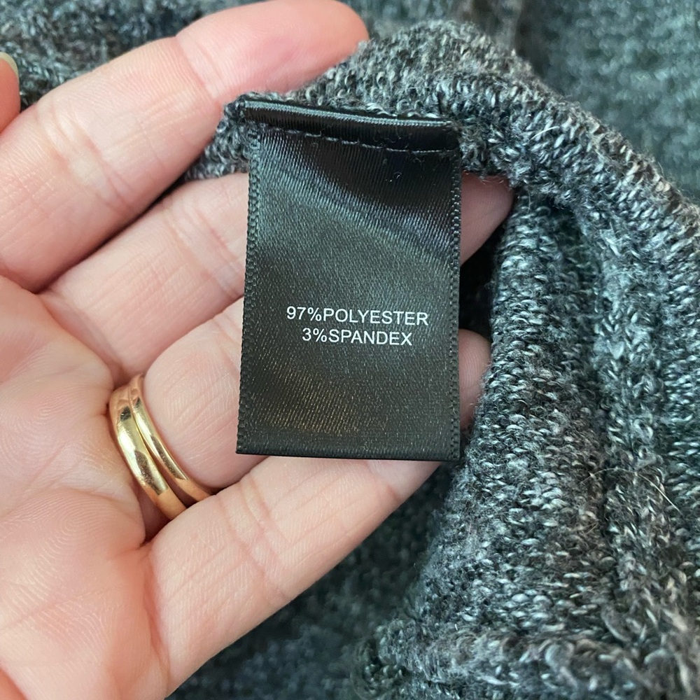 Tahari dark charcoal gray marled cowl neck sweater. L - Picture 3 of 5